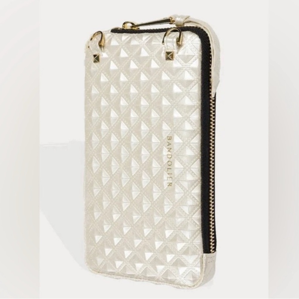 New Bandolier Sheila Ivory Embossed Phone Pouch
